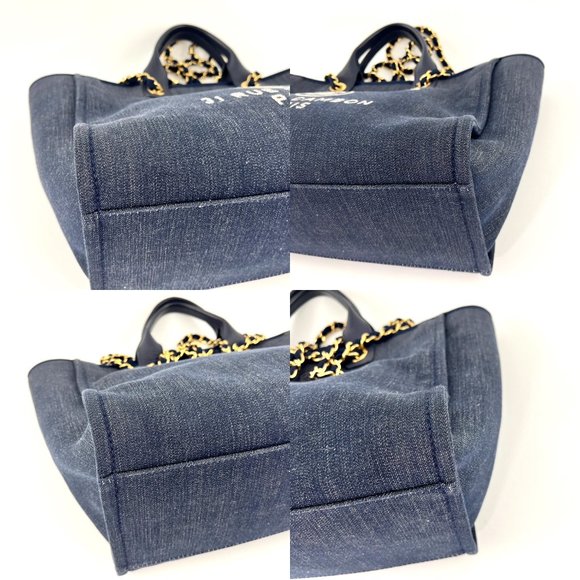 Sold on our website CHANEL Deauville Medium Denim Navy Shopping Tote Bag - Picture 6 of 11